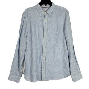 Nwot Fat Face Blue Striped Linen Shirt M Long Sleeve Classic Staple Capsule Work